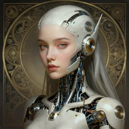 a portait of anthropomorphic artificial intelligence, female, machine, intricate, highly detailed, digital painting, artstation, concept art, smooth, sharp focus, illustration, unreal engine 5, 8 k, art by artgerm and greg rutkowski and alphonse mucha