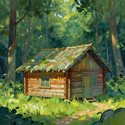 [ a log cabin in the forest ] [ van gogh ] [ artstation ]
