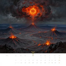 volcanic plains of mordor, flaming eye of sauron in the dark clouds above, by alan lee, intricate, lord of the rings calendar, smooth, detailed terrain, oil painting, trending artstation, concept art, matte painting