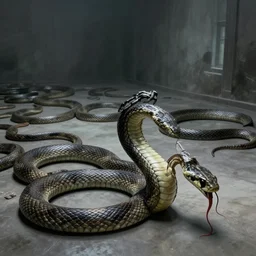 gloomy by robert kirkman, by carlos schwabe. a beautiful art installation of a snake eating its own tail that seems to go on forever.
