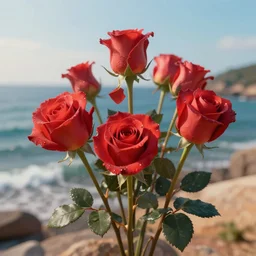roses, seaside, artstation, cinematic, 3 - dimensional, ray traced
