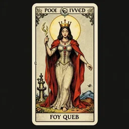 poison ivy queen, fantasy, tarot card style, vintage