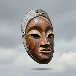 one yoruba mask falling from the sky, outline drawing, tomine, adrian, hyperrealism, award winning