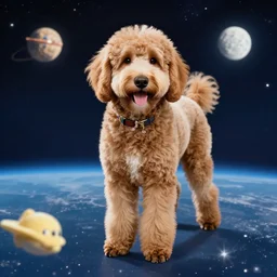 goldendoodle in space