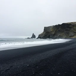 Beach in Iceland in overcast weather