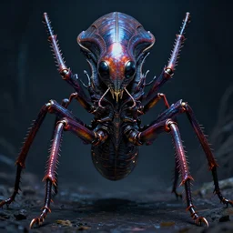 a high quality photo of a strange insectoid alien god with shiny carapace and many segmented legs, dark fantasy, sharp focus, vibrant, vivid, symmetry, highly detailed, cinematic, intricate lines, concept art by giger, tooth wu, beksinski, emil melmoth