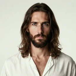 Jesus as the American Psycho, staring intensely