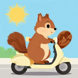 🐿🥜🛵☀, lowbrow, in the style of camille rose garcia,