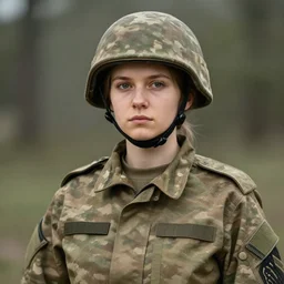 beautiful portrait of a young ukrainian female soldier by frank miller