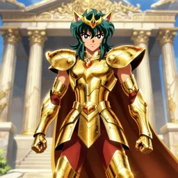 Saint Seiya, The Golden cat Armor knight, greek temple background