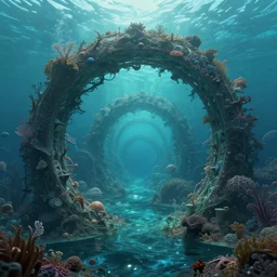 a portal to another dimension in the sea,digital art