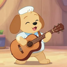 dog playing guitar disney