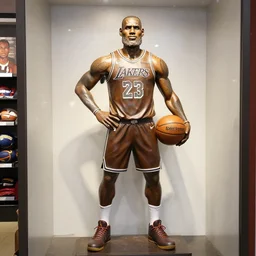 lebron james promotional statue inside a gamestop