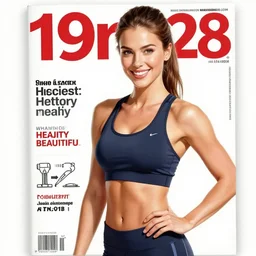 a 1 9 2 8 cover of a german magazine. happy, healthy, beautiful, smiling, young, sporty, glowing woman in decent athletic wear. realistic detailed color drawing