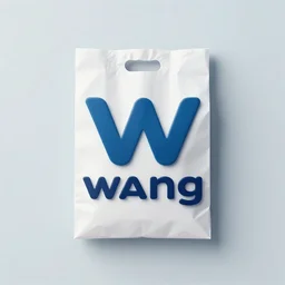 minimalist 3 d trendy imagotype logotype design for plastic bag factory called wang that represents the future, sleek, fresh cool colors, trending on artstation