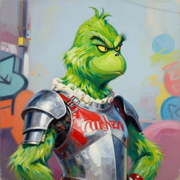greg manchess portrait painting of partially armored harley quinn as the grinch character, medium shot, asymmetrical, profile picture, organic painting, sunny day, matte painting, bold shapes, hard edges, street art, trending on artstation, by huang guangjian, gil elvgren, ruan jia, greg rutkowski, gaston bussiere
