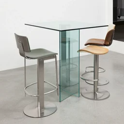 variation of bar furniture, steel and glass, zahahadid, very detailed