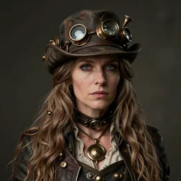 a portrait of a beautiful steampunk woman by mario testino, long hair, aged 2 5, swedish, wearing a travel hat, photo realistic, real life, photograph, 3 5 mm, octane render, trending on artstation