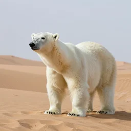 polar bear on the desert