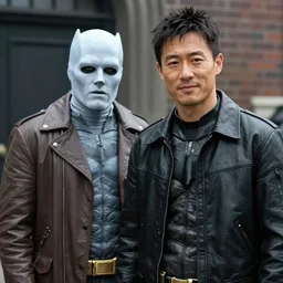 son heung min on the set of Batman & Robin (1997) with Mr. Freeze behind the scenes DVD extra
