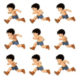 hero character sprite set, running animation, by yoshitaka amano