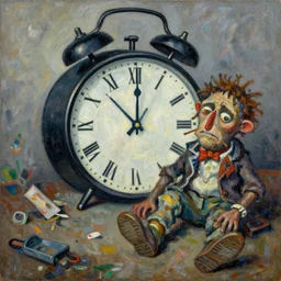 clock and junky | impressionist art piece | environmental degradation | conflict | depression