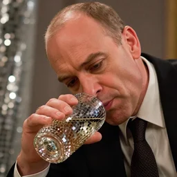 close-up photo of Saul Goodman drunk in a disco