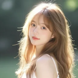 cute woman with glowing hair