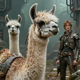 llama with dreadlocks, by mandy jurgens, ernst haeckel, james jean. in the style of industrial sci - fi