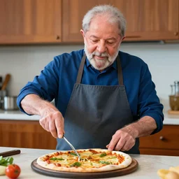 luis inacio lula da silva cooking a pizza
