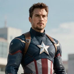 if Henry Cavill was captain America, cinematic, epic, cool, photo realistic, 4k, high detail