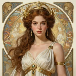 Cobie Smulders as a Greek Goddess, cute, fantasy, intricate, elegant, highly detailed, digital painting, 4k, HDR, concept art, smooth, sharp focus, illustration, art by artgerm and H R Giger and alphonse mucha