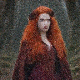 photograph of a real-life beautiful red witch with intricate cloak.  Extremely detailed. 8k