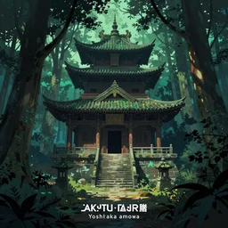 a simple concept art of an ancient temple in the forest, an award winning yoshitaka amano digital art poster, by, james gurney and gerhard richter. art by takato yamamoto. masterpiece, deep colours.