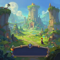 fairy land, in concept art of main menu loading screen background. for russian mmorpg king's bounty by katauri, by 橡 树 山 雨, artstation, behance, style of hearthstone