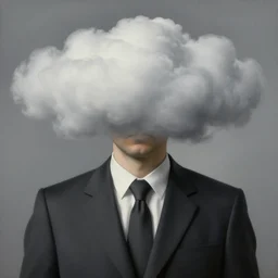 portrait of a man in a suit, his face is fully hidden by the passing cloud, by rene magritte, detailed painting, hd, hq, high resolution, high detail, 4 k, 8 k