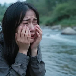 a person crying a river