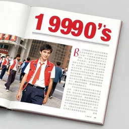 a photo and large impressive text, 1 9 9 0's chinese photograph magazine.