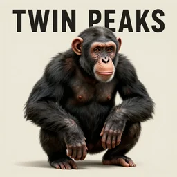 Twin Peaks movie poster artwork by Michael Whelan and Tomer Hanuka, Rendering of a chimpanzee, from a scene from Twin Peaks, clean, full of detail, Matte painting, trending on artstation and unreal engine