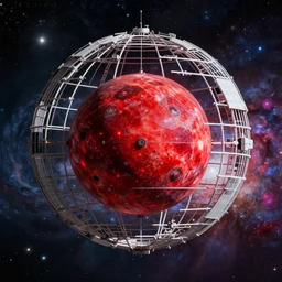 an unfinished dyson sphere surrounding an old red star. colourful nebula in the background. concept art by neil blevins, jorge jacinto, stephan martiniere. detailed space art, 4 k octane render, matte raytraced image. behance contest winner, trending on cg society
