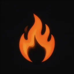 fire logo, single color, black background.