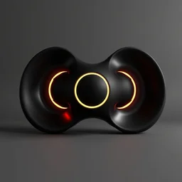 aerodynamic audio design concept, behance, arstation, cgsociety electronic high tech musical, very distant shot render matte black, centered on studio gray background, design by james dyson, jonathan ive, futuristic organic shape, all black technologic design, octane engine render, product concept, unreal engine 6 render