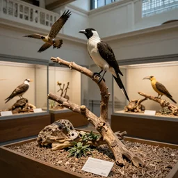 A bird exhibition in a natural history museum