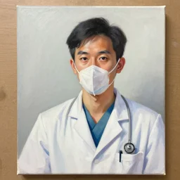 a photo of a doctor!!!! painting a painting of the doctor!!!! painting the painting of himself!!!!, 8 k 8 5 mm f 5. 6
