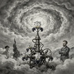 divine chaos engine by karol bak and ruan jia and vincent van gogh, desaturated moody neutral colors, iris van herpen, visionary dreamscape, symbolist, james jean spiraling clouds, imagination, daydreams and nightmares