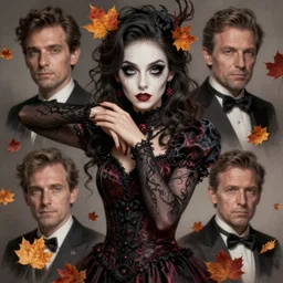 gorgeous female stella maeve magician, realistic character concept, medium shot, elegant pose, spooky, illustration, symmetrical face and body, cinematic lighting, detailed realistic symmetrical eyes, 8 k, jacob riis, joshua middleton, artgerm, tom bagshaw, single face, insanely detailed and intricate elegant, autumn leaves