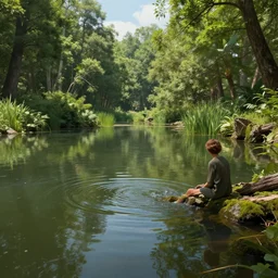 pond, arthur hughes, hyper realistic, unreal engine