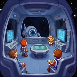 inside a spaceship, from a space themed Serria point and click 2D graphic adventure game, made in 1999, high quality graphics