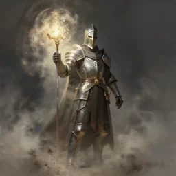 fragmenting spell of vanishing dust light on knight, d & d, fantasy, portrait, highly detailed, digital painting, trending on artstation, concept art, sharp focus, long shot, illustration, art by artgerm and greg rutkowski and magali villeneuve