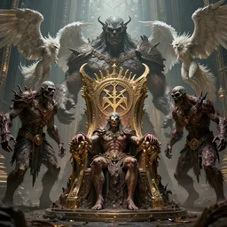 eyeless watcher, sigil of the empty throne, taunting arbormage, zombie ogre, erebos's titan, temple altisaur, serra angel, by antoine wiertz and noah bradley, visually stunning, cinematic, ultra realistic, hyper realism, 1 2 k, epic, octane render, unreal engine, vfx, maya